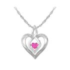 Love In Motion&trade; Lab-created Pink Sapphire And Diamond-accent Heart Pendant