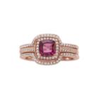 14k Rose Gold Over Sterling Silver Rhodolite And Diamond Ring