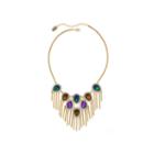 Nicole By Nicole Miller Multicolor Stone And Chain Fringe Necklace