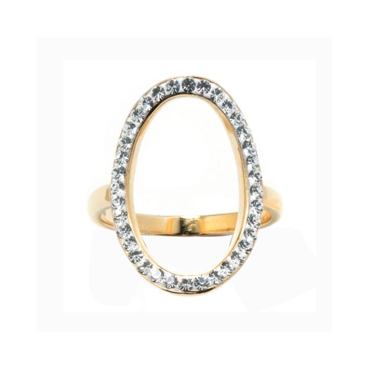 14k Gold Over Silver Crystal Open Circle Ring