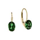 Lab-created Helenite 14k Yellow Gold Round Drop Earrings
