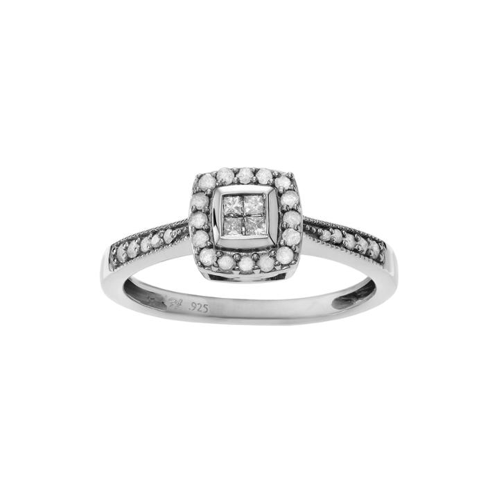 1/3 Ct. T.w. Diamond Sterling Silver Square Halo Ring