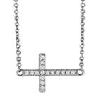 1/10 Ct. T.w. Diamond Sterling Silver Mini Sideways Cross Pendant
