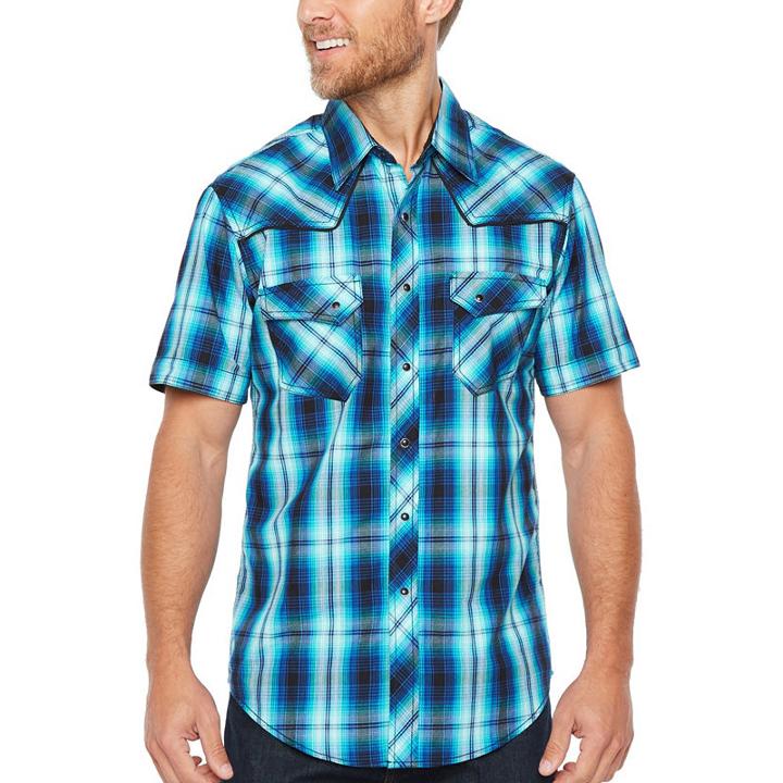 Ely Cattleman Short Sleeve Plaid Bsnap-front Shirt