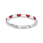 Personally Stackable Red & White Enamel Stackable Heart Ring
