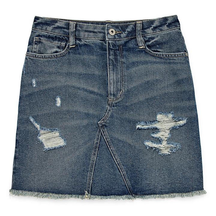 Arizona Destructed Denim Skirt-juniors