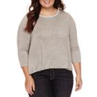 Embossed 3/4 Sleeve T-shirt-juniors Plus
