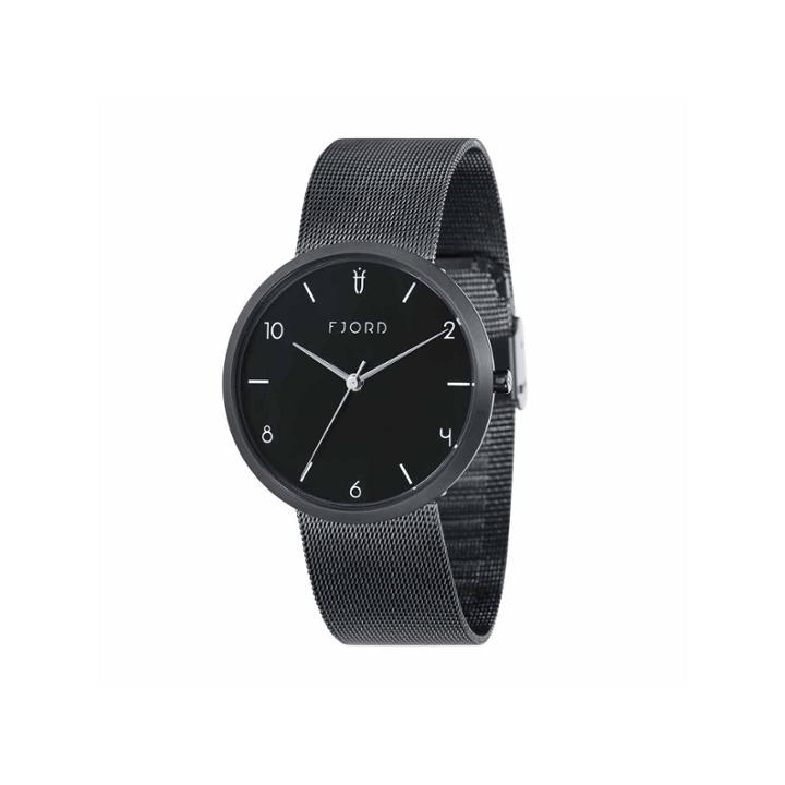 Fjord Mesh Band Mens Black Expansion Watch-fj-3027-33