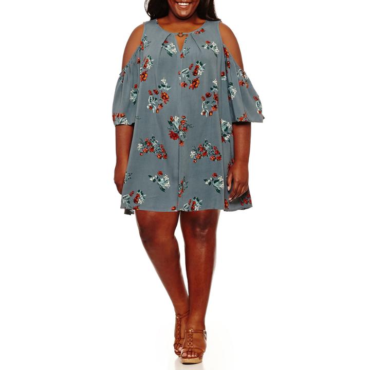 Arizona Short Sleeve Trapeze Dress-juniors Plus