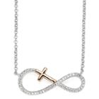 Infinite Promise 1/10 Ct. T.w. Diamond Stering Silver Pendant With 14k Rose Gold Accent