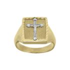 Mens 14k Two-tone Gold Crucifix Ring