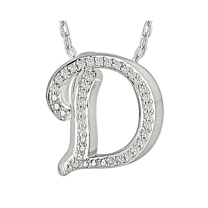 1/7 Ct. T.w. Diamond Sterling Silver Initial D Pendant Necklace