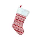 19.5 Red And White Heart And Snowflake Knit Christmas Stocking With White Faux Fur Cuff