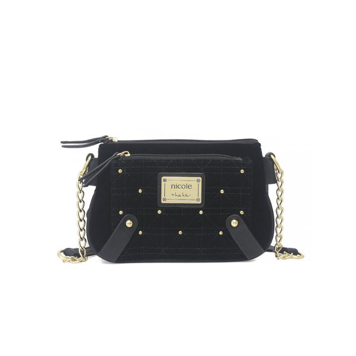 Nicole By Nicole Miller Suzie Quilted Mini Velvet Crossbody Wallet