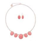 Liz Claiborne Pink Rose Goldtone Oval Necklace Set