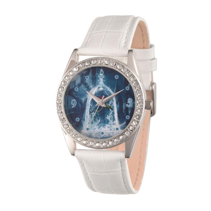 Disney Beauty And The Beast Womens White Strap Watch-wds000312