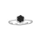 1/4 Ct. T.w. White & Color-enhanced Black Diamond Cluster Sterling Silver Ring