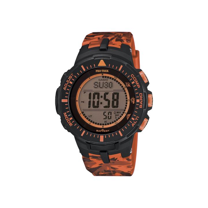 Casio Pro Trek Tough Solar Triple Sensor Mens Orange Camo Sport Watch Prg300cm-4