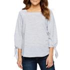 Liz Claiborne 3/4 Sleeve Square Neck Woven Blouse