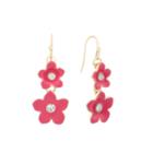 Liz Claiborne Flower Drop Earring Pink And Goldtone