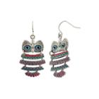 Capeli Silver-tone Cast Owl Drop Earrings