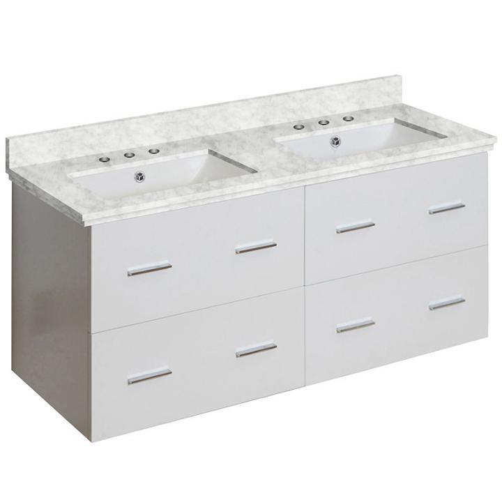 47.5-in. W Wall Mount White Vanity Set For 3h8-in. Drilling Bianca Carara Top White Um Sink