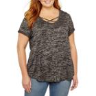 A.n.a Short Sleeve Cross Front T-shirt-womens Plus