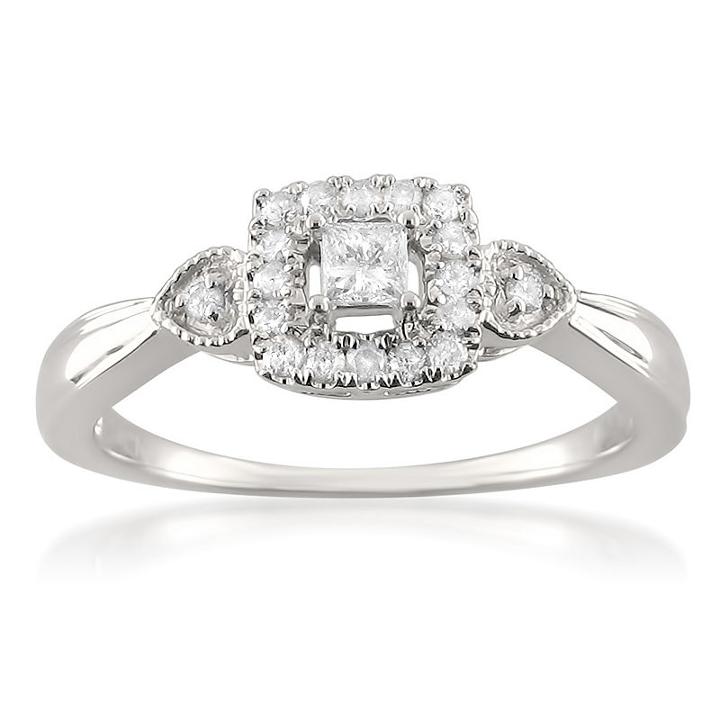 Promise My Love Womens 1/4 Ct. T.w. Princess White Diamond 10k Gold Promise Ring