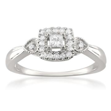 Promise My Love Womens 1/4 Ct. T.w. Princess White Diamond 10k Gold Promise Ring
