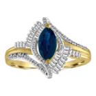 Womens 1/5 Ct. T.w. Diamond & Genuine Blue Sapphire 10k Gold Cocktail Ring