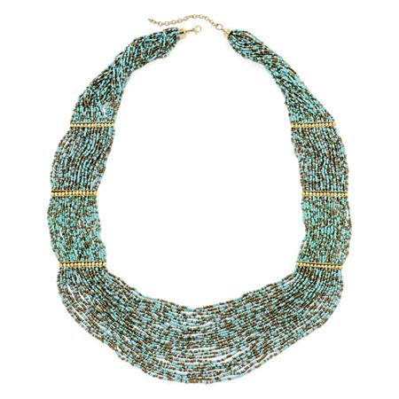 Decree Aqua And Brown Seed Bead Multi-strand Necklace