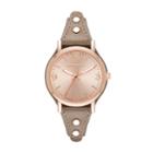 Arizona Womens Rose Gold Tone Taupe Strap Watch