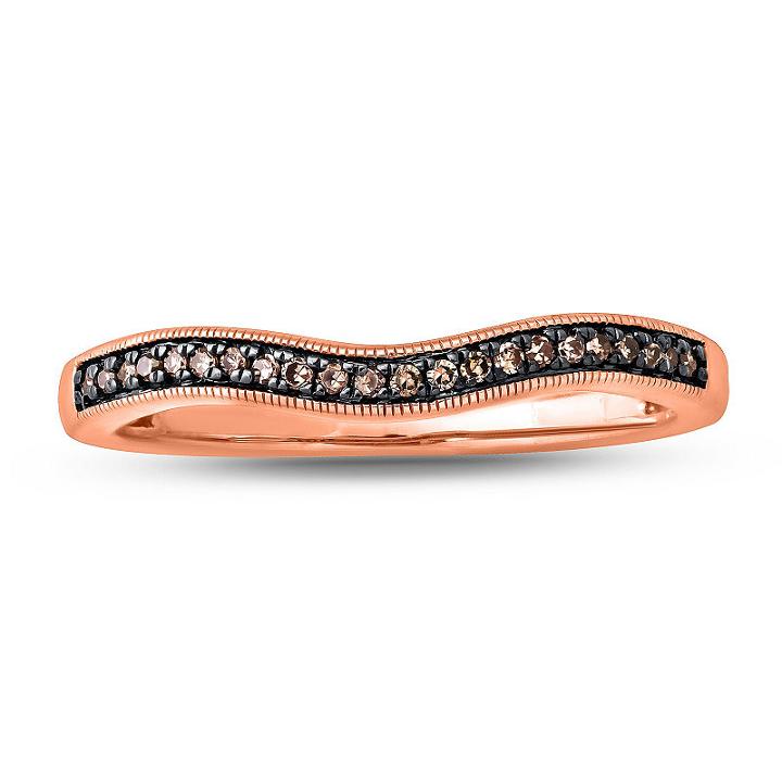 Womens 1/10 Ct. T.w. Champagne Diamond 10k Gold Anniversary Band