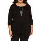 Alyx 3/4-sleeve Asymmetrical Hem Necklace Top - Plus