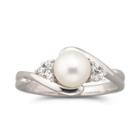 Cultured Freshwater Pearl Ring W/ White Sapphires