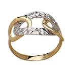 Limited Quantities! 10k Two-tone Gold Polished Diamond-cut Interlocking Oval Ring