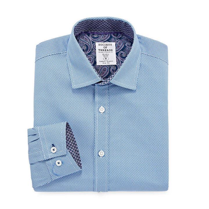 Society Of Threads Society Of Threads Dress Shirt Long Sleeve Woven Circles Dress Shirt - Slim