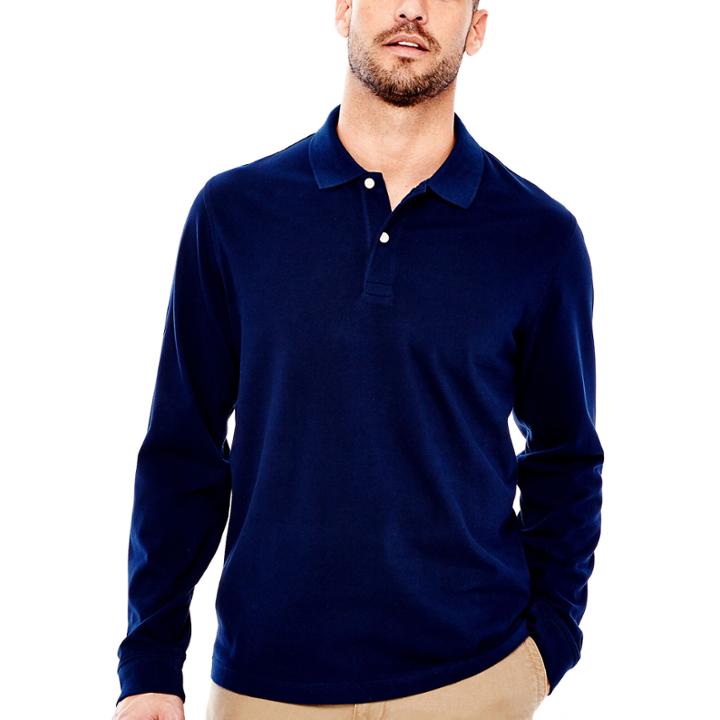 St. John's Bay Long-sleeve Solid Sueded Polo