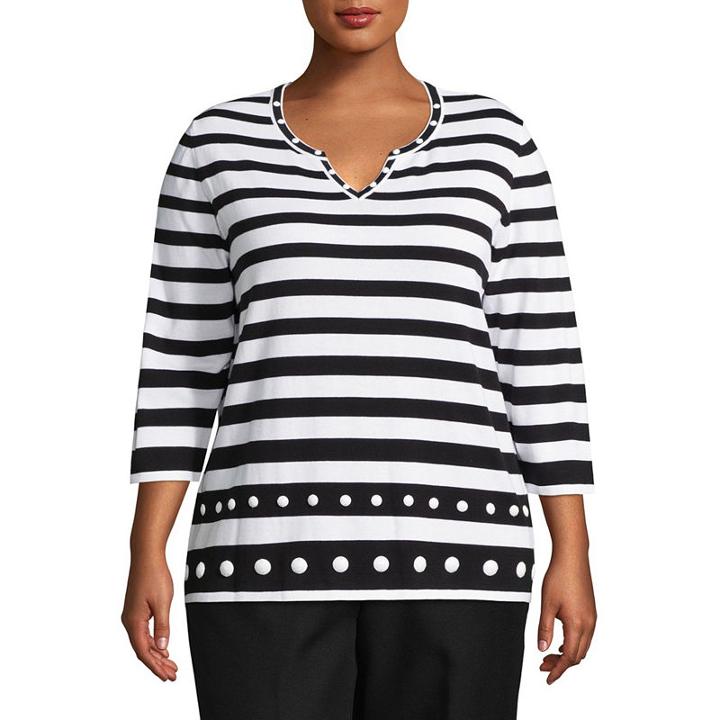 Alfred Dunner Upper East Side Stripe Sweater- Plus