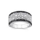 1/7 Ct. T.w. White And Color-enhanced Black Diamond Two-tone Sterling Silver Ring