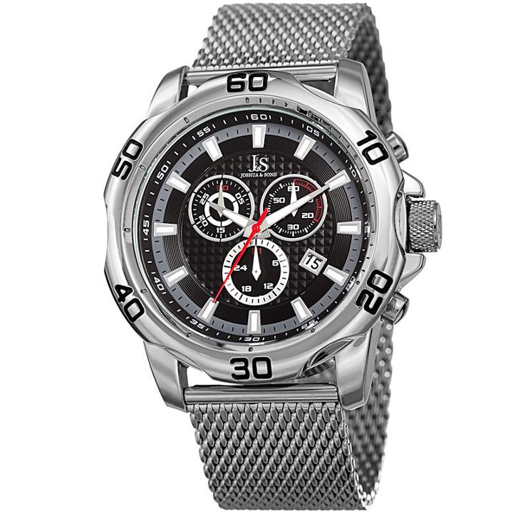 Joshua & Sons Mens Silver Tone Strap Watch-j-123ssbk