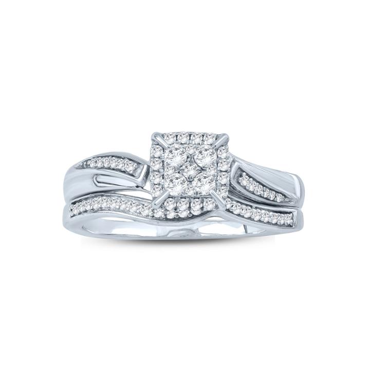 Womens 1 3/4 Ct. T.w. Genuine White Diamond 10k Gold Bridal Set