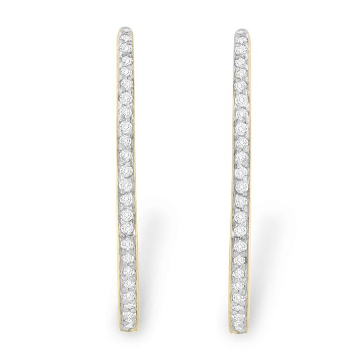 1 Ct. T.w. White Diamond 10k Gold 30mm Round Hoop Earrings