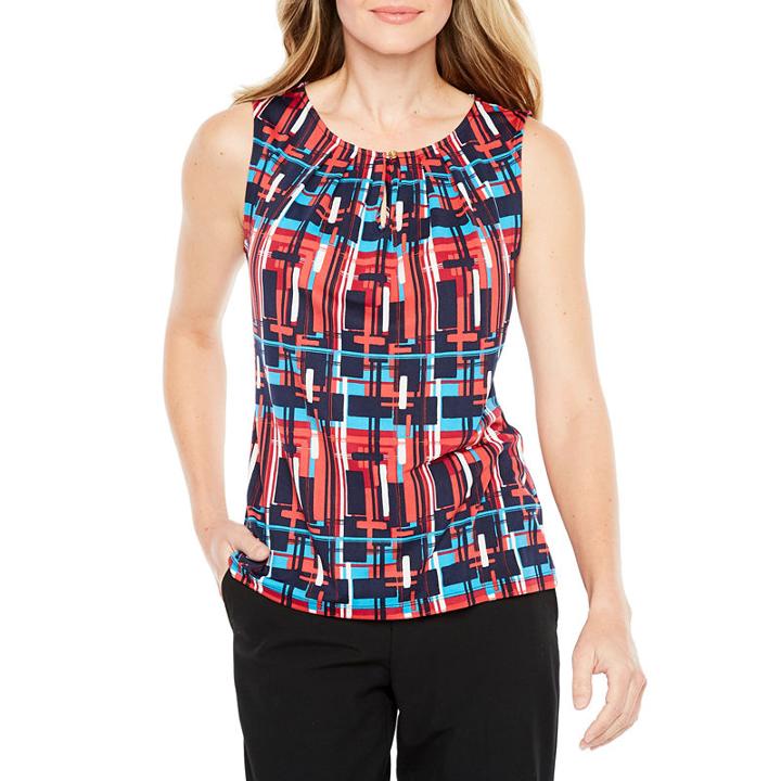Chelsea Rose Sleeveless Round Neck Matte Jersey Blouse