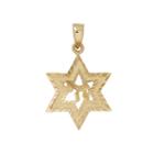 14k Yellow Gold Diamond Cut Star Of David Charm