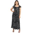 24seven Comfort Apparel Deena Black And White Empire Waist Maxi Dress - Plus