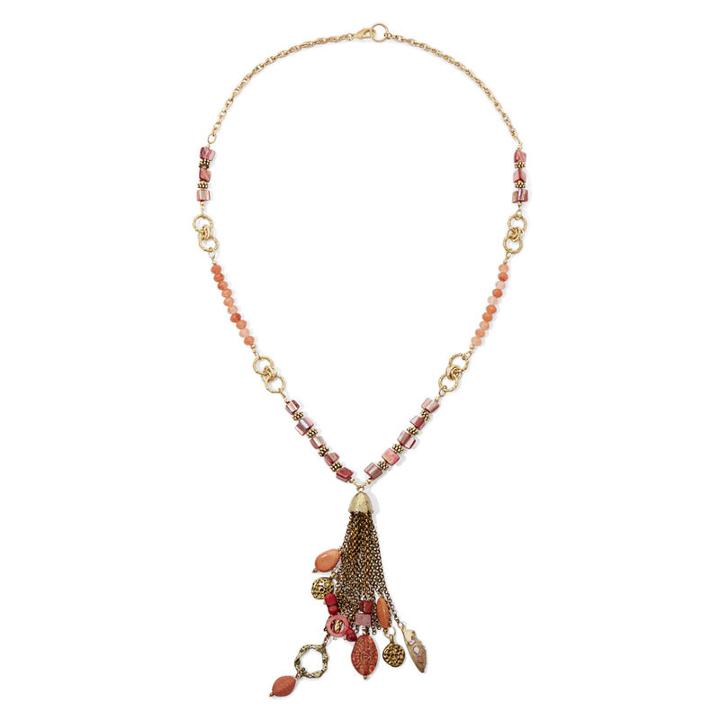 Aris By Treska Long Bead Tassel Pendant Necklace
