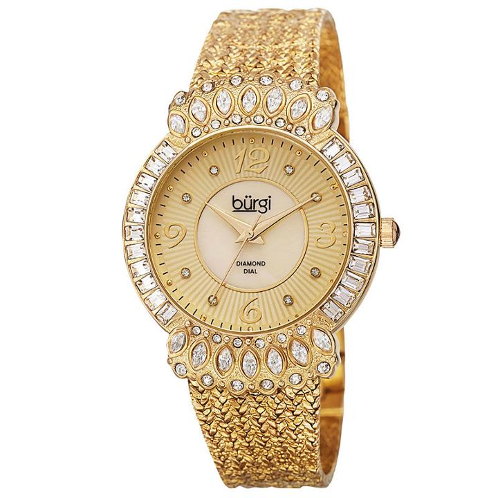 Burgi Womens Gold Tone Strap Watch-b-120yg