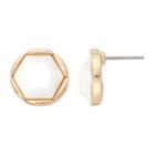 Monet Gold-tone White Stud Earrings