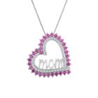 Womens Lab Created Pink Sapphire Pendant Necklace